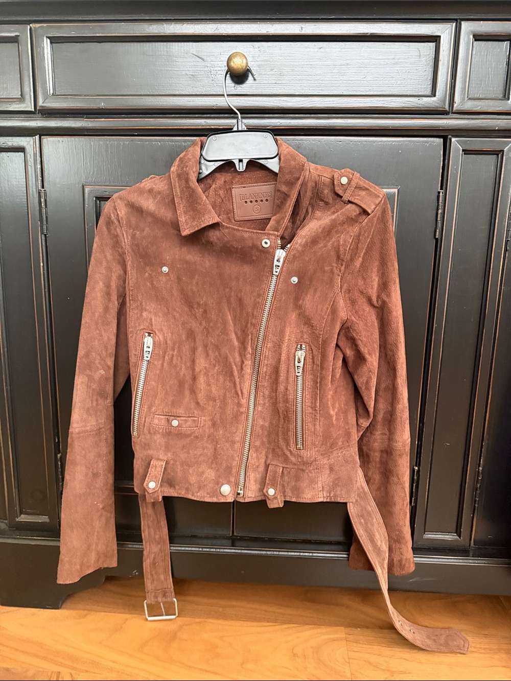 Blank NYC Suede Leather Moto Jacket in Brown